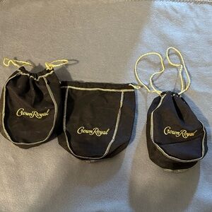 Crown Royal Black Drawstring Bags Set Of Three